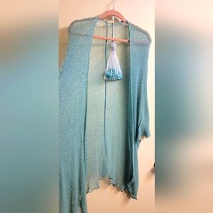 Light blue sweater necklace and bracelet set